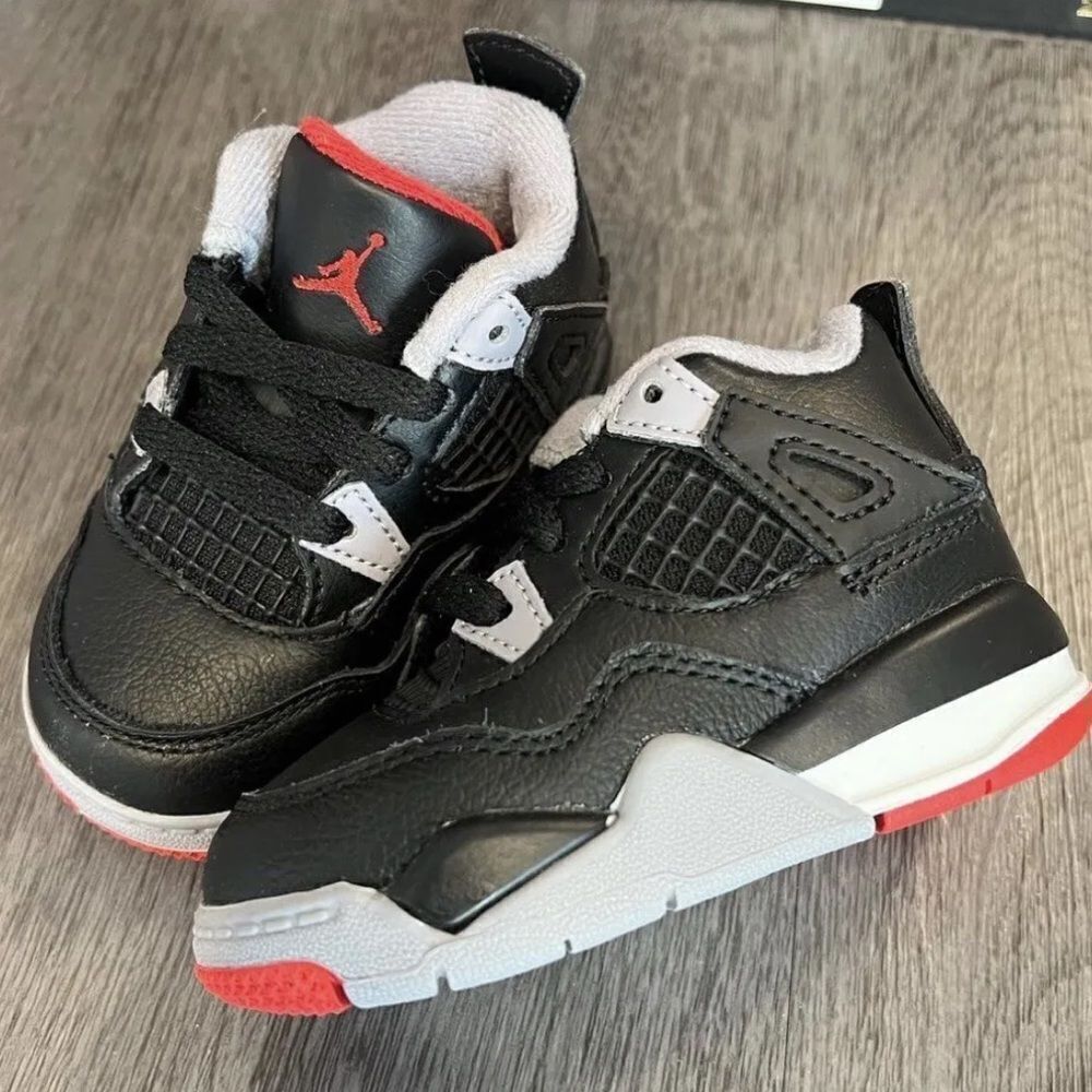 NIKE AIR JORDAN 4 BRED REIMAGINED (SIZE 2C) (TD) (BQ7670-006) BABY TODDLER'S